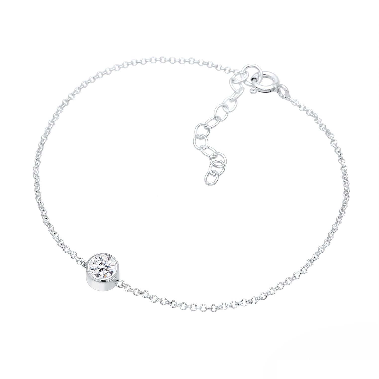 Silber - Elli | Solitär-Armband | Kristall ( Weiß ) | 925er Sterling Silber