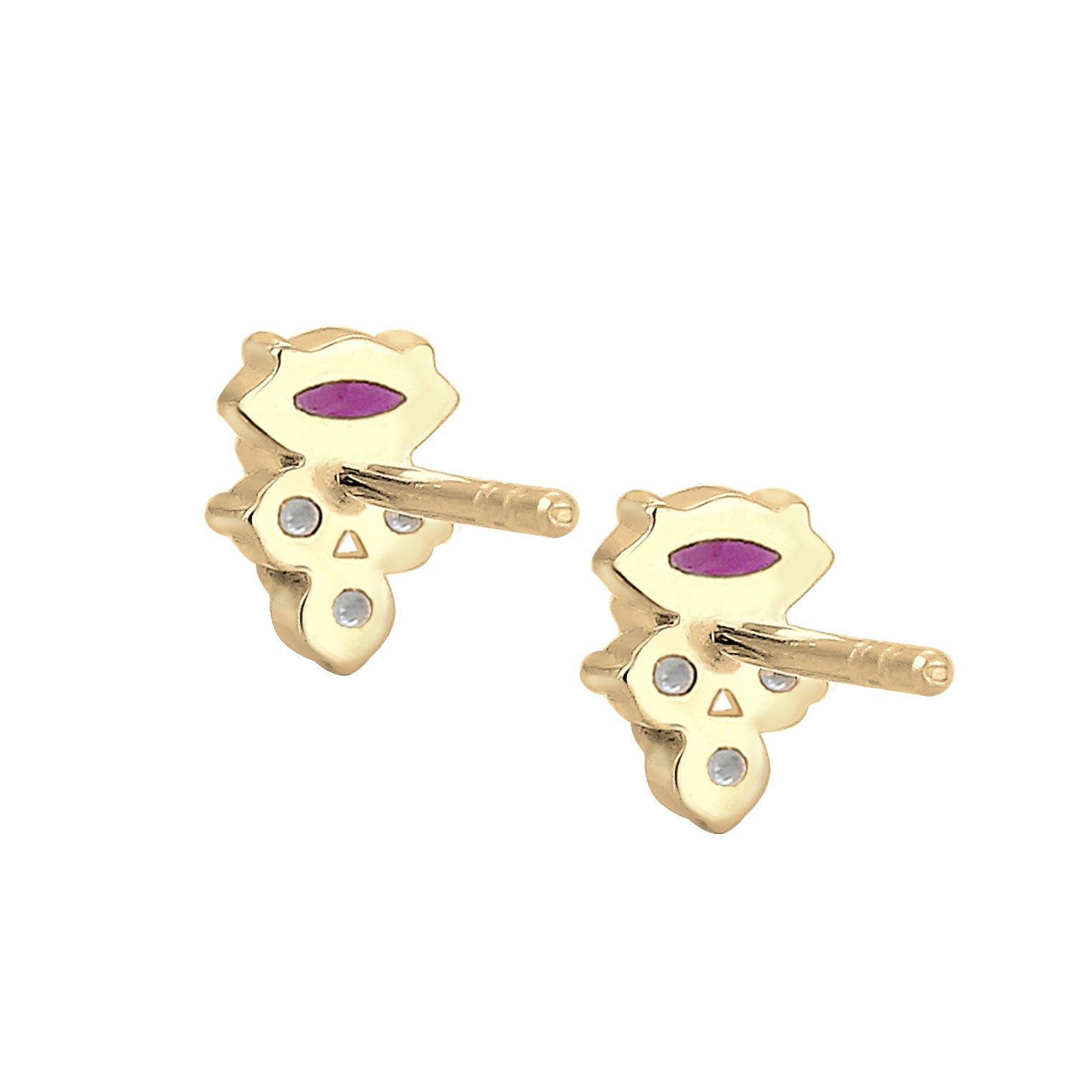 Gold - Elli | Ohrstecker | Rubin ( Pink ) | 925 Sterling Silber vergoldet