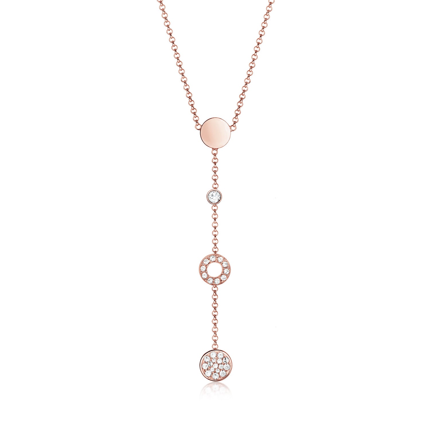 Roségold - Elli | Halskette Kreis | Kristall ( Weiß ) | 925 Sterling Silber Rosegold