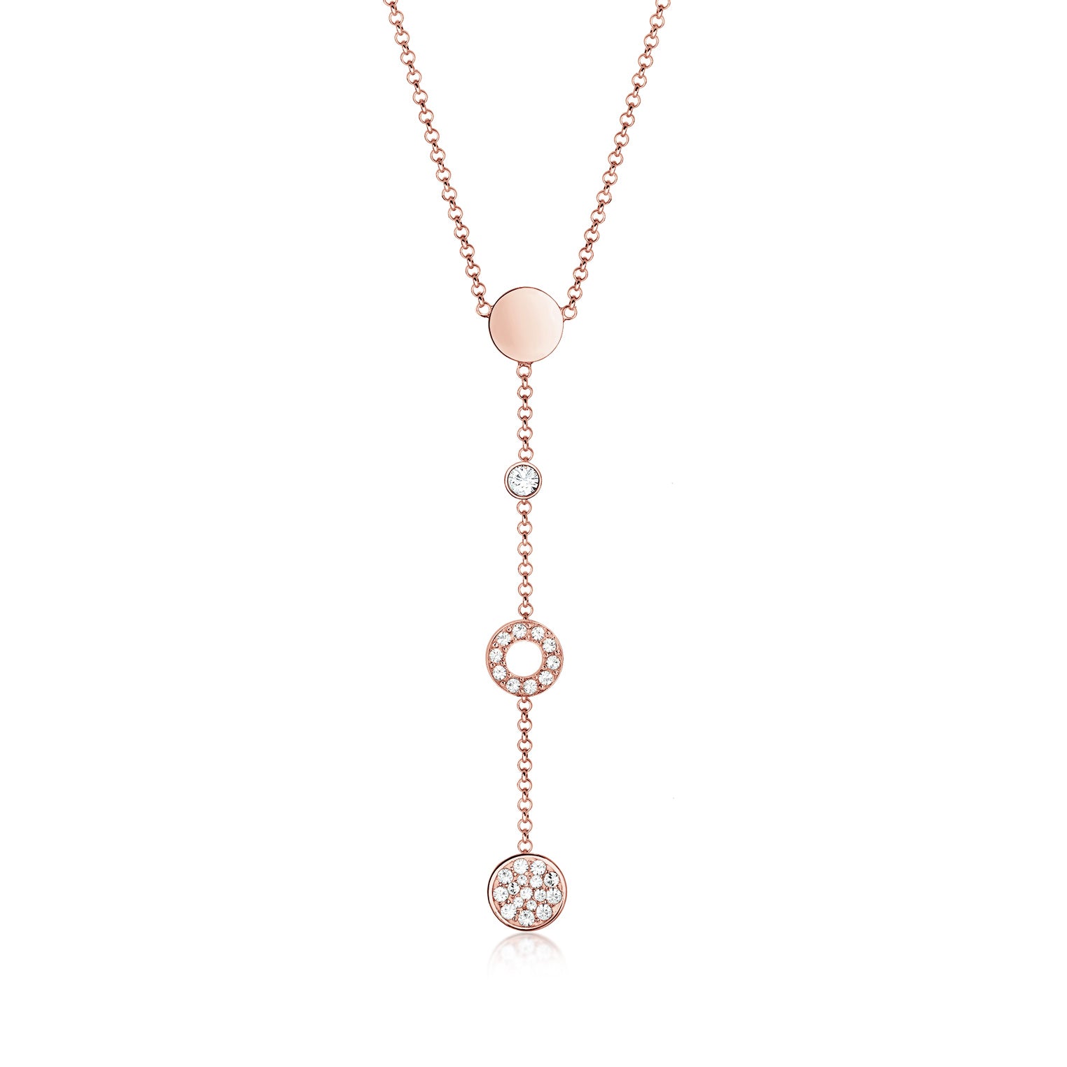 Roségold - Elli | Halskette Kreis | Mit Kristallen von Swarovski® (Weiß) | 925 Sterling Silber Rosegold