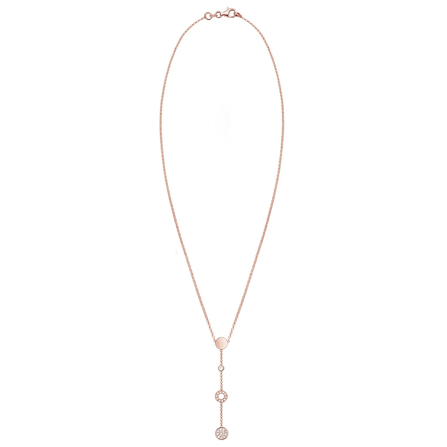 Roségold - Elli | Halskette Kreis | Kristall (Weiß) | 925 Sterling Silber Rosegold