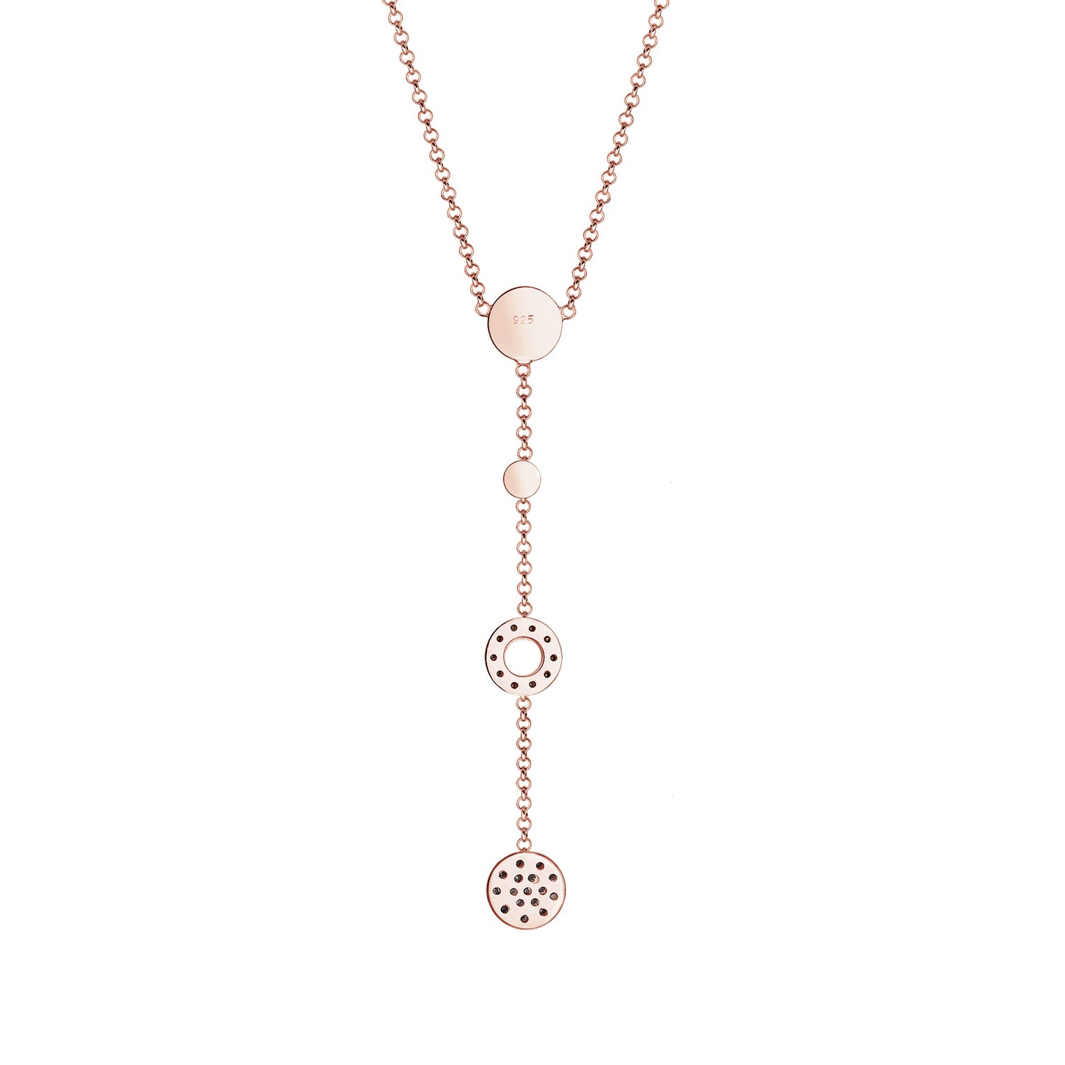 Roségold - Elli | Halskette Kreis | Kristall (Weiß) | 925 Sterling Silber Rosegold