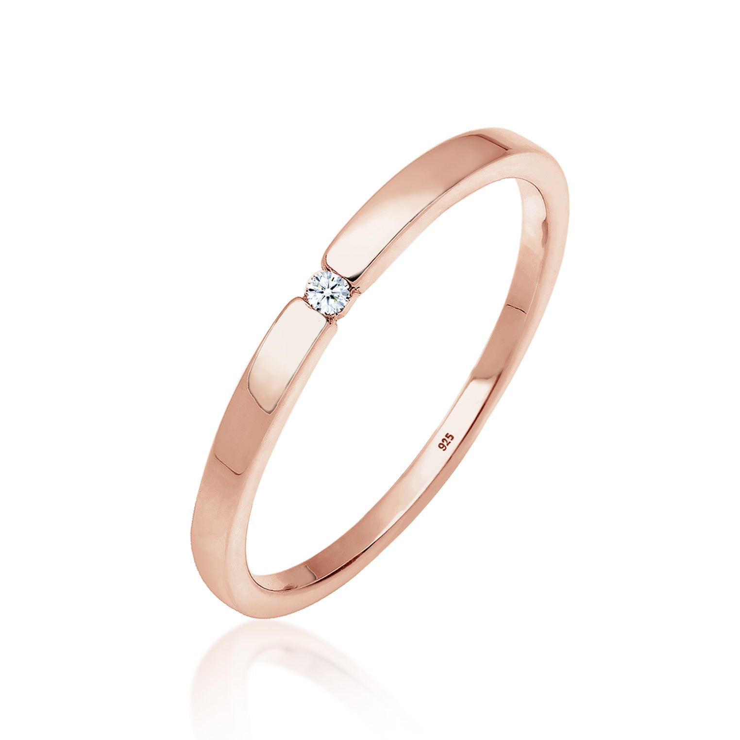 Roségold - Elli DIAMONDS | Solitär-Ring | Diamant ( Weiß, 0,015 ct ) | 925 Sterling Silber Rosegold