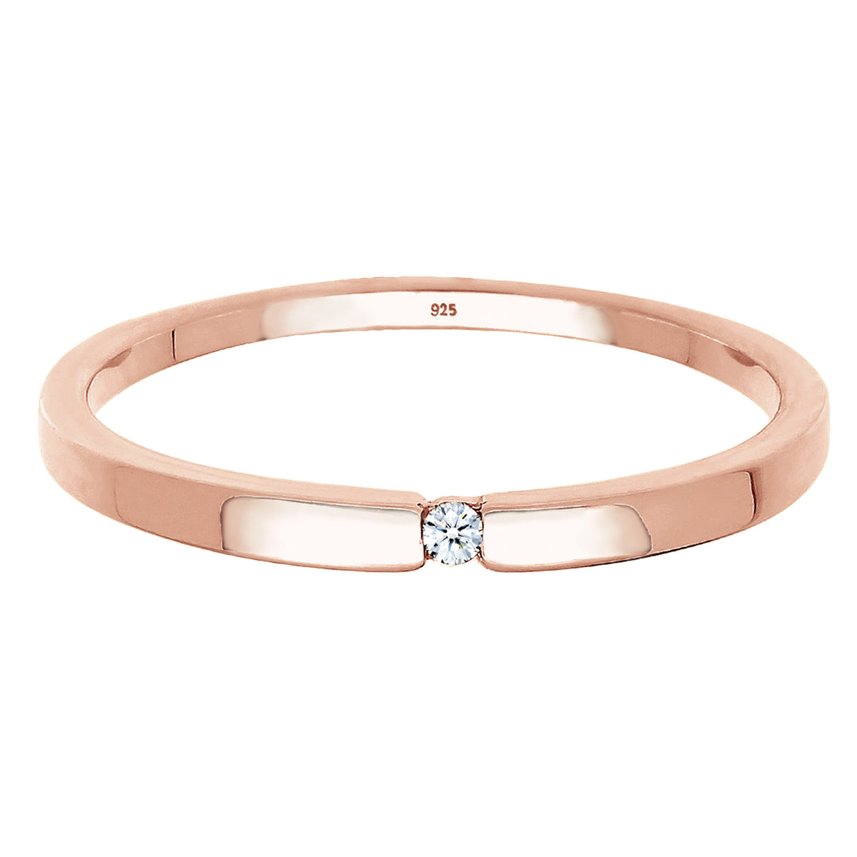 Roségold - Elli DIAMONDS | Solitär-Ring | Diamant ( Weiß, 0,015 ct ) | 925 Sterling Silber Rosegold