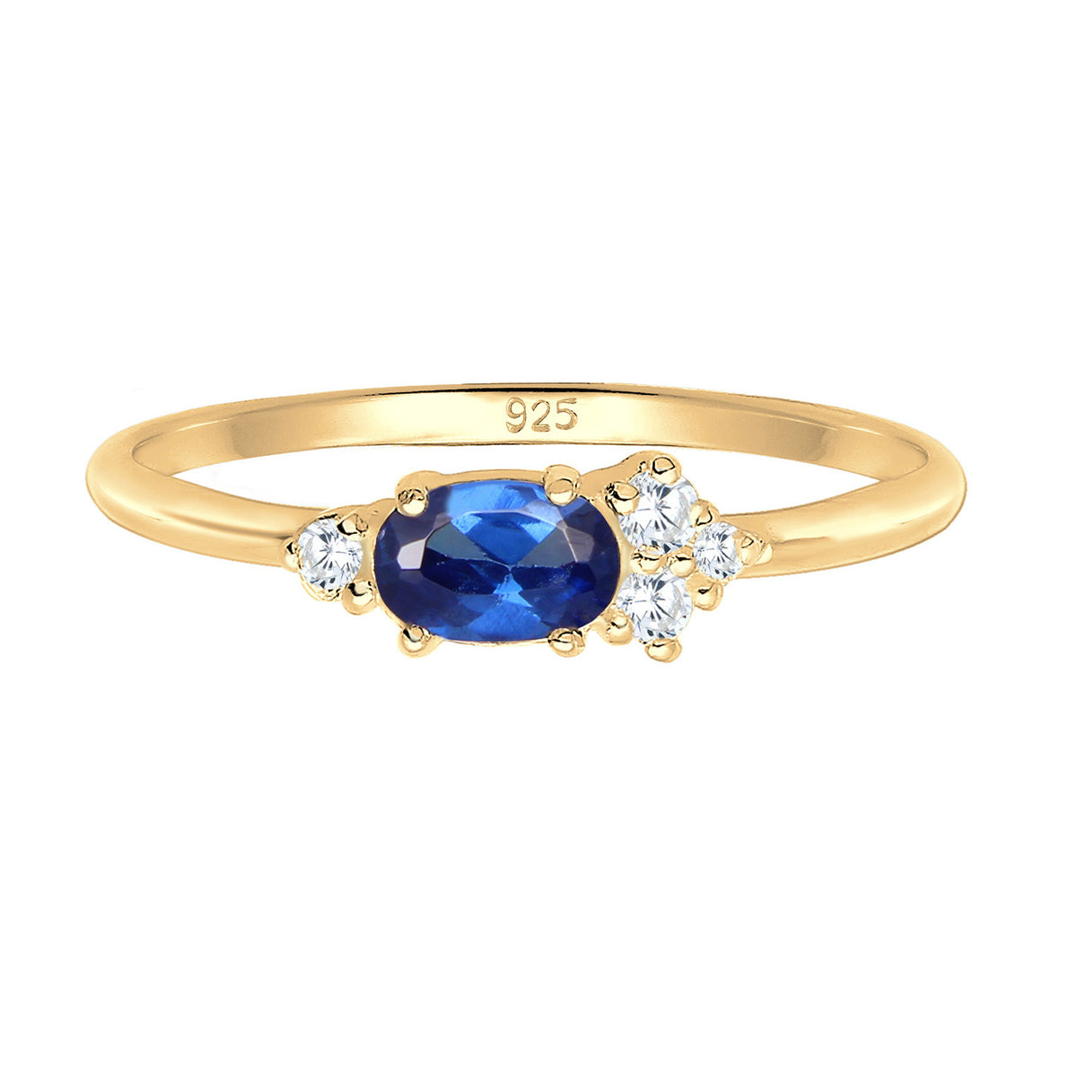 Blau - Elli PREMIUM | Verlobungsring | Saphir ( Blau ) | 925 Sterling Silber vergoldet