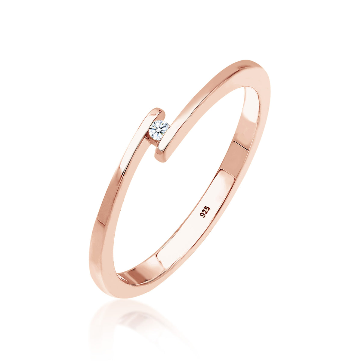 Roségold - Elli DIAMONDS | Solitär-Ring | Diamant ( Weiß, 0,015 ct ) | 925 Sterling Silber Rosegold