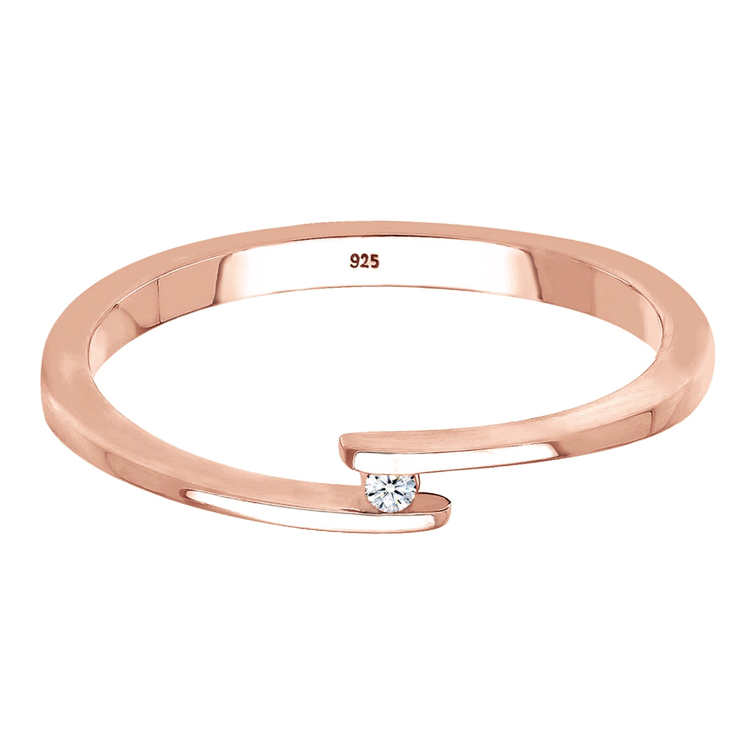 Roségold - Elli DIAMONDS | Solitär-Ring | Diamant ( Weiß, 0,015 ct ) | 925 Sterling Silber Rosegold