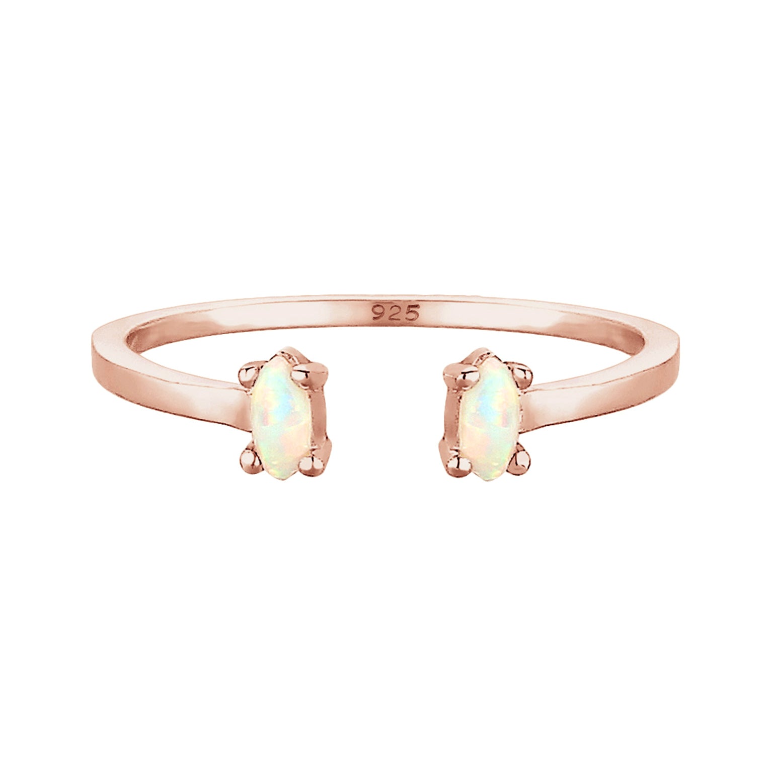 Roségold - Elli | Ring | Opal ( Weiß ) | 925 Sterling Silber Rosegold