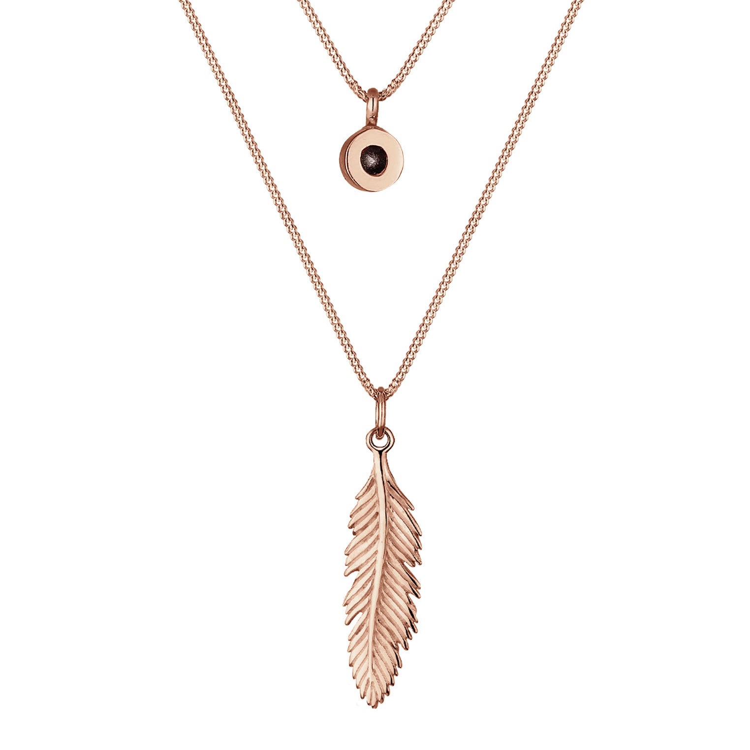 Roségold - Elli | Layer-Halskette Feder | Mit Kristallen von Swarovski® (Weiß) | 925 Sterling Silber Rosegold