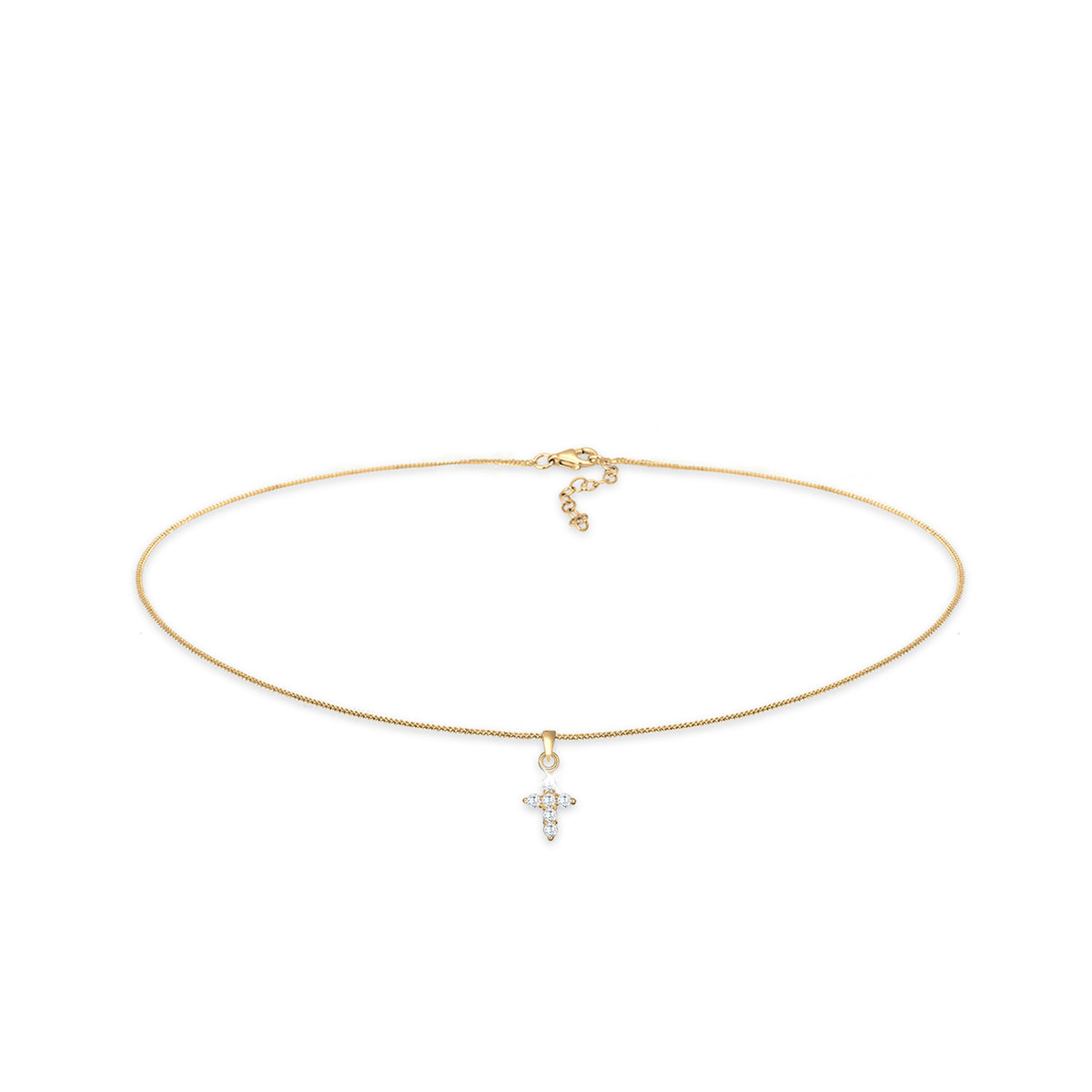 Gold - Elli | Choker | Zirkonia (Weiß) | 925 Sterling Silber vergoldet