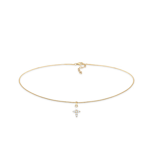 Gold - Elli | Choker | Zirkonia (Weiß) | 925 Sterling Silber vergoldet