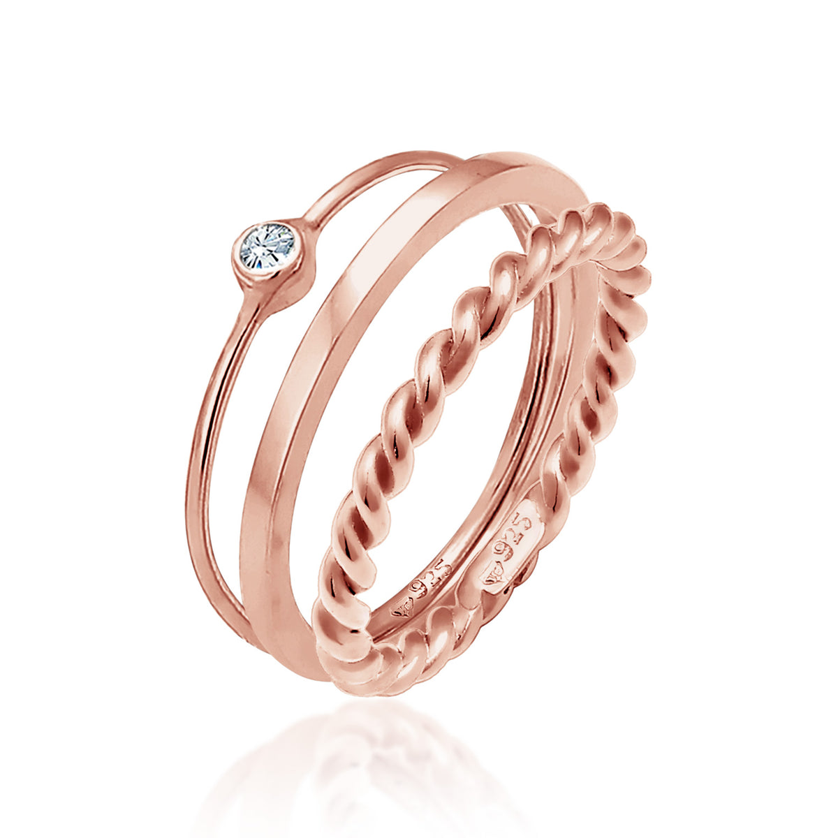 Roségold - Elli | Solitär-Ring | Mit Kristallen von Swarovski® (Weiß) | 925 Sterling Silber Rosegold