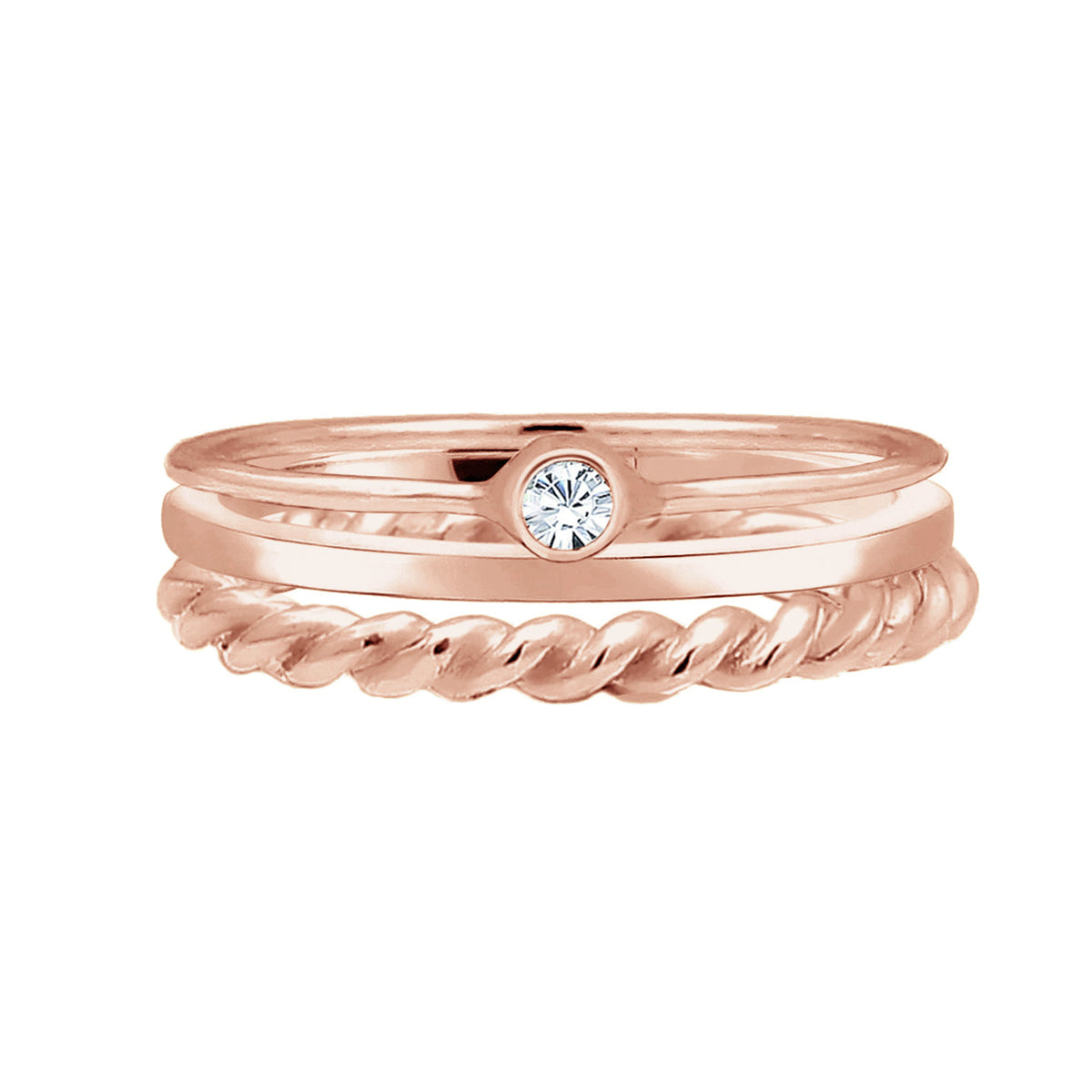 Roségold - Elli | Solitär-Ring | Mit Kristallen von Swarovski® (Weiß) | 925 Sterling Silber Rosegold