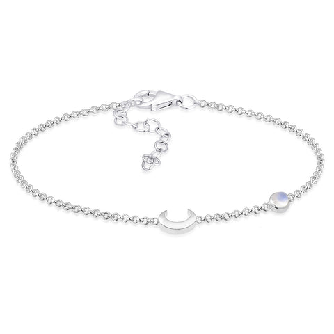 Silber - Elli | Armband Astro | Mondstein ( Weiß ) | 925er Sterling Silber