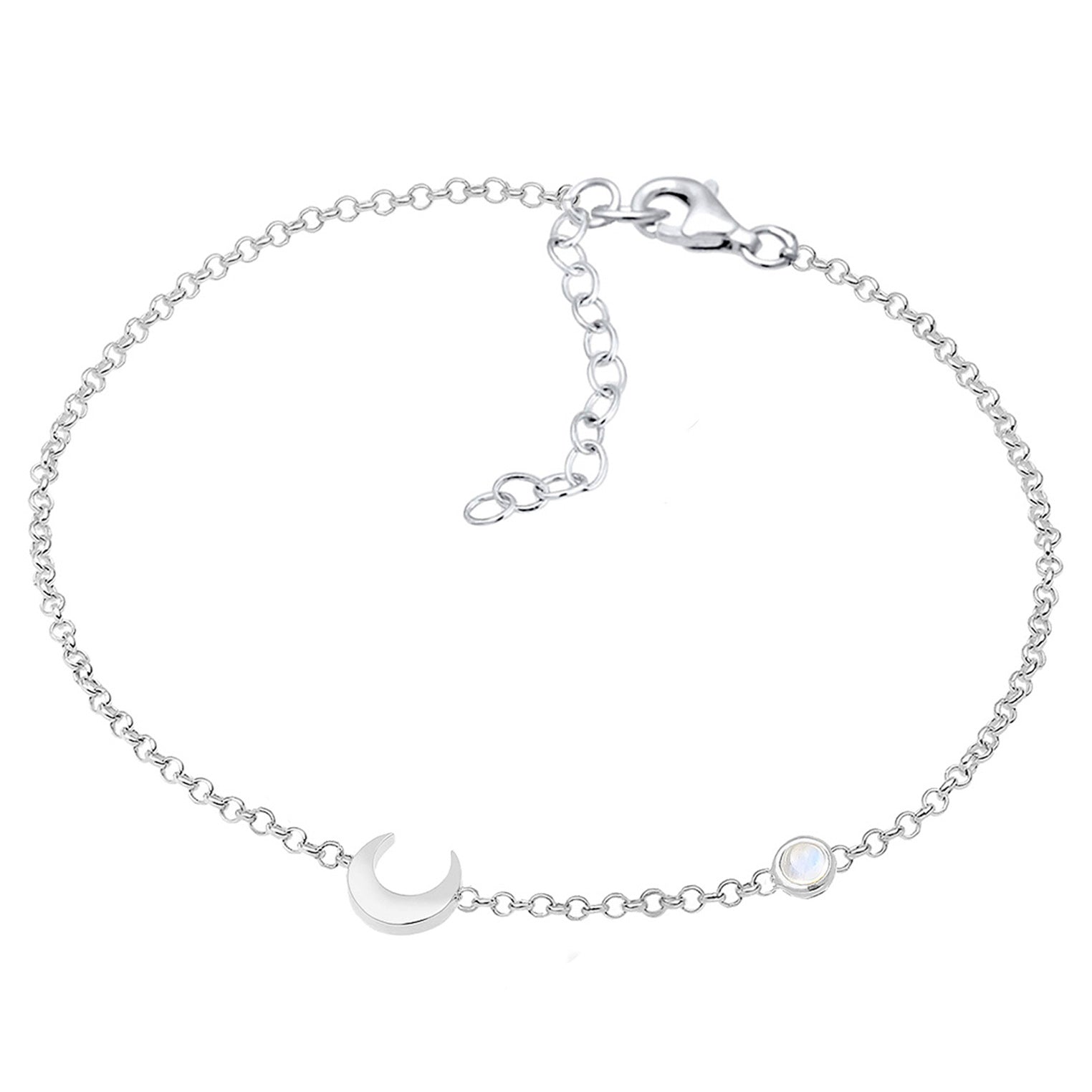 Silber - Elli | Armband Astro | Mondstein ( Weiß ) | 925er Sterling Silber