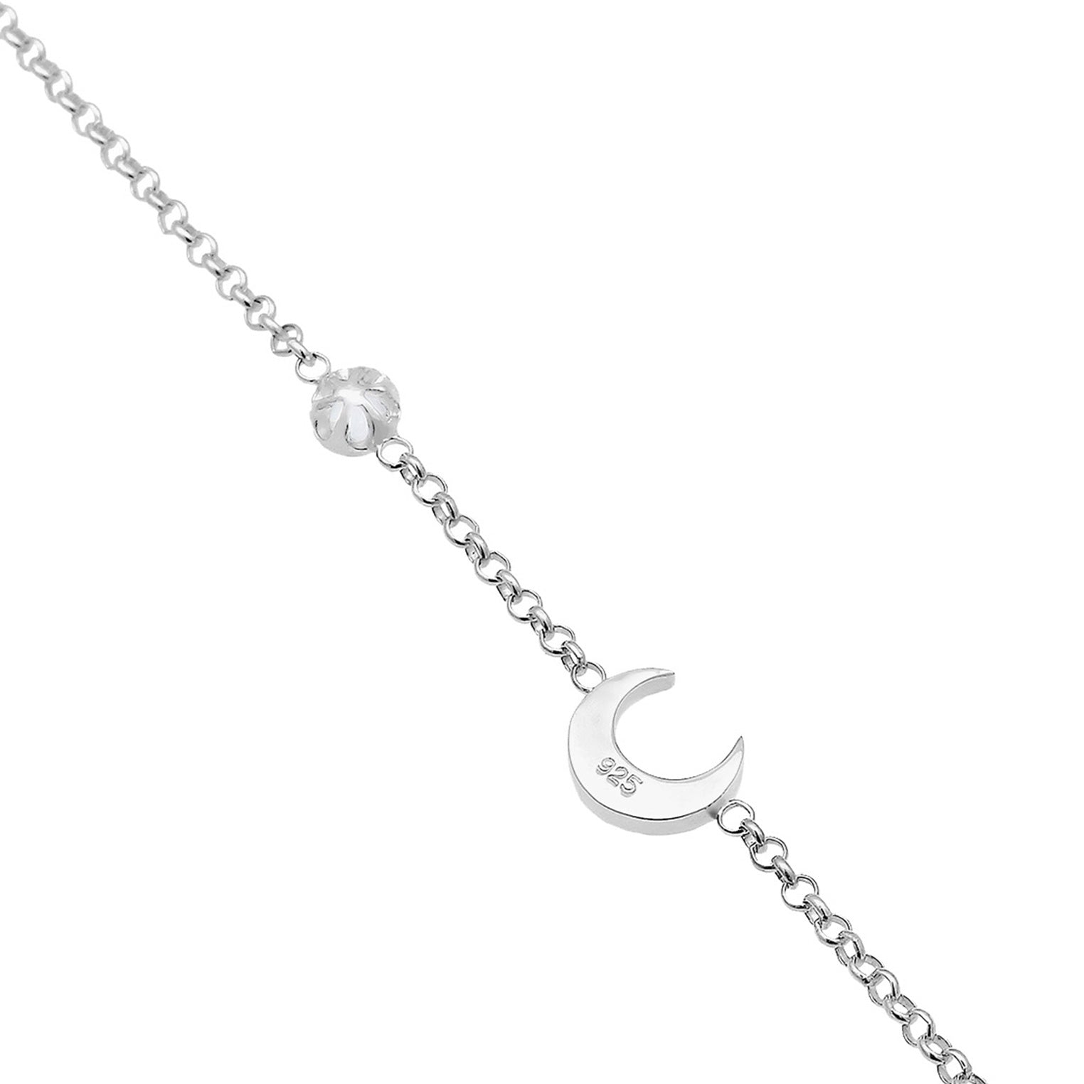 Silber - Elli | Armband Astro | Mondstein ( Weiß ) | 925er Sterling Silber