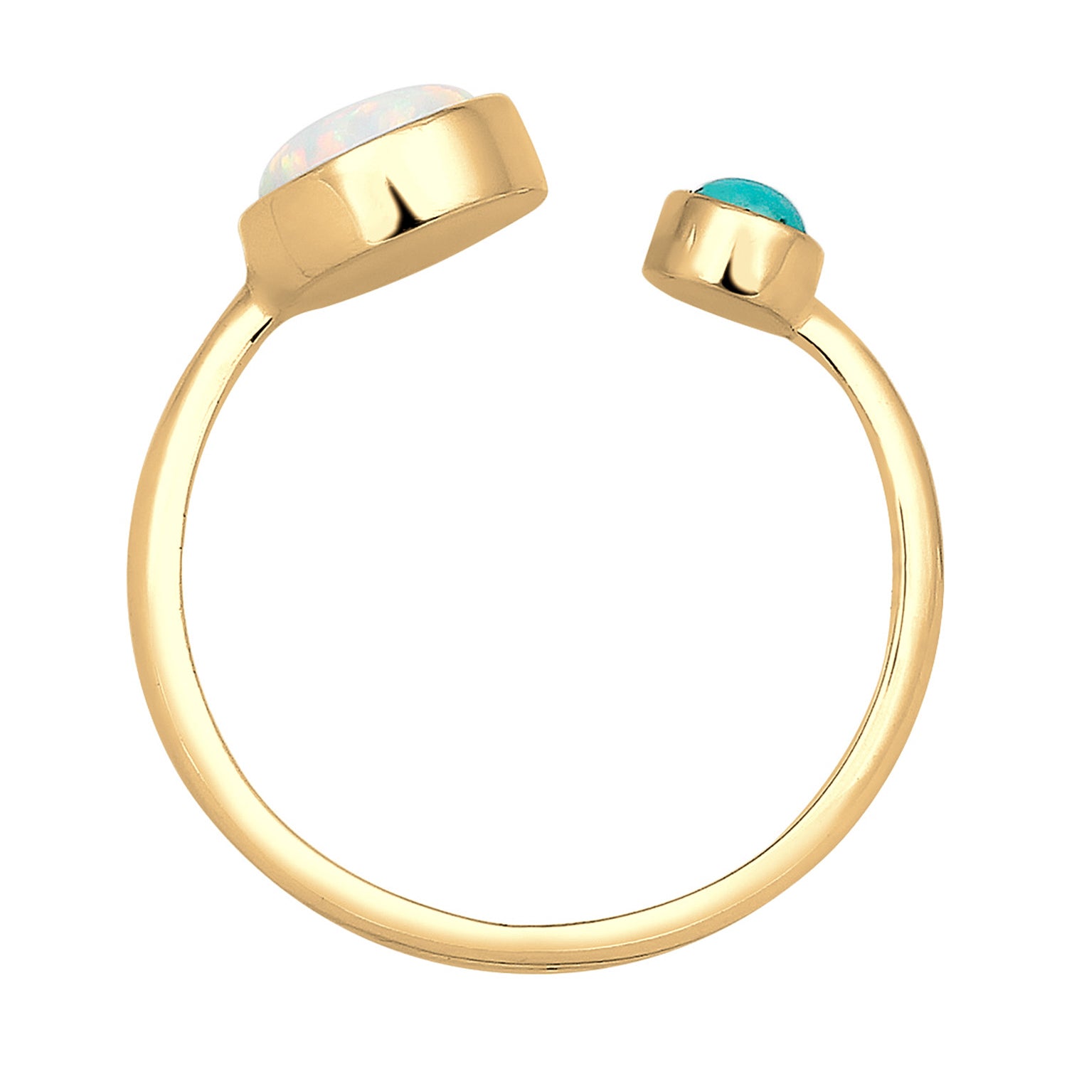 Gold - Elli | Ring | Opal ( Weiß ) | 925 Sterling Silber vergoldet