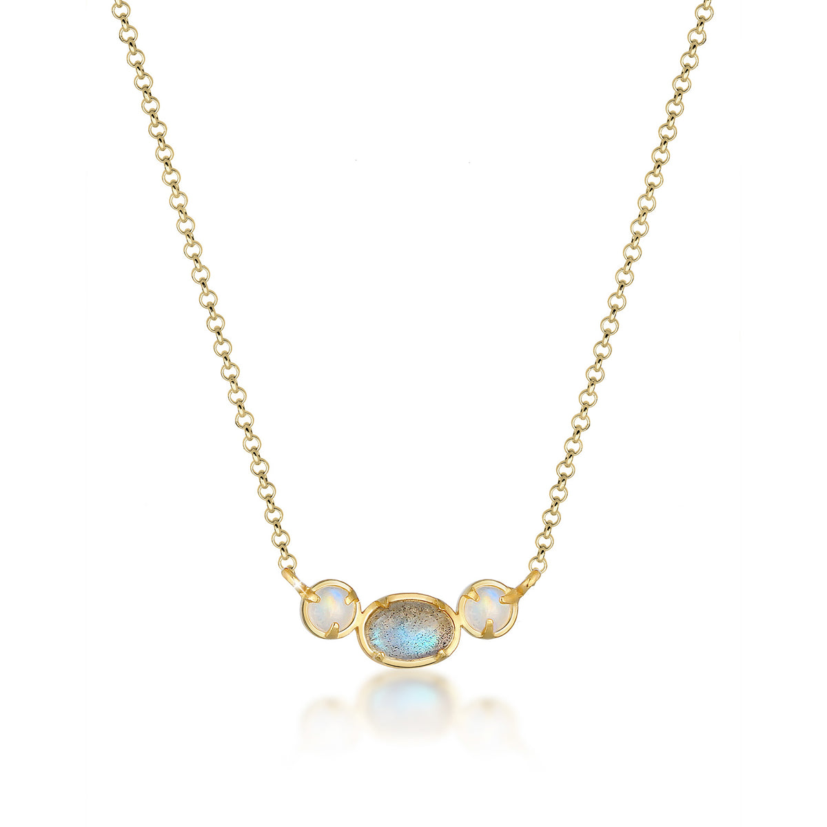 Gold - Elli PREMIUM | Halskette | Mondstein (Weiß) | 375 Gelbgold