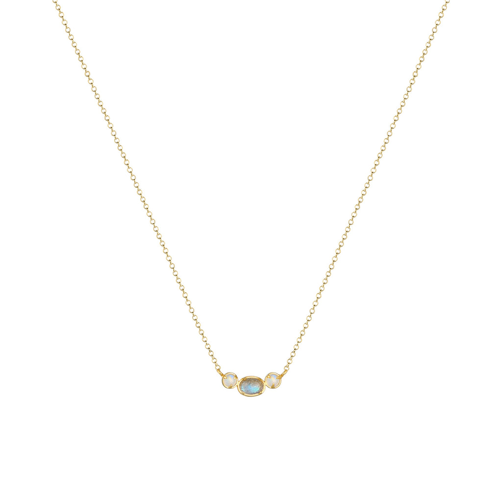 Gold - Elli PREMIUM | Halskette | Mondstein (Weiß) | 375 Gelbgold