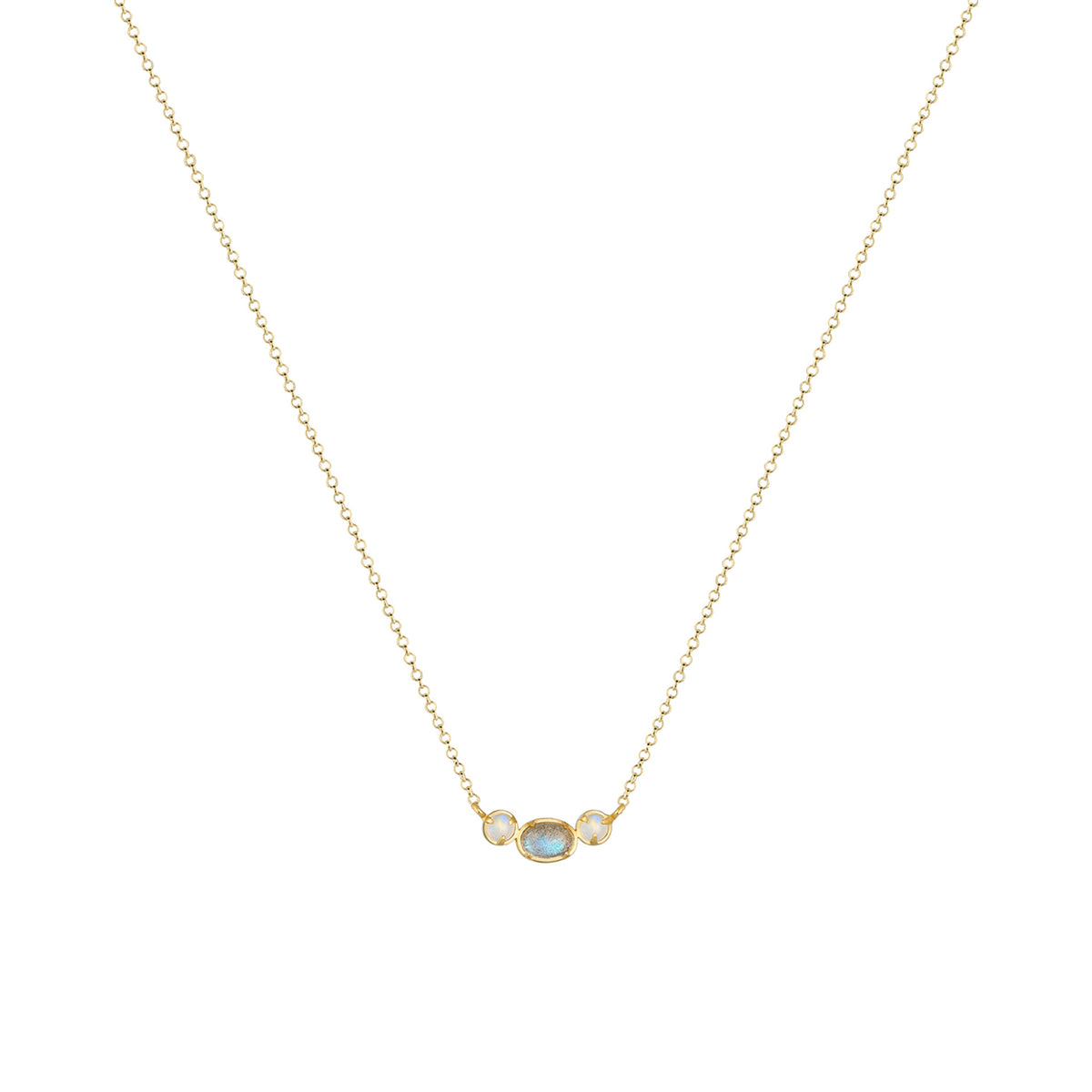 Gold - Elli PREMIUM | Halskette | Mondstein (Weiß) | 375 Gelbgold