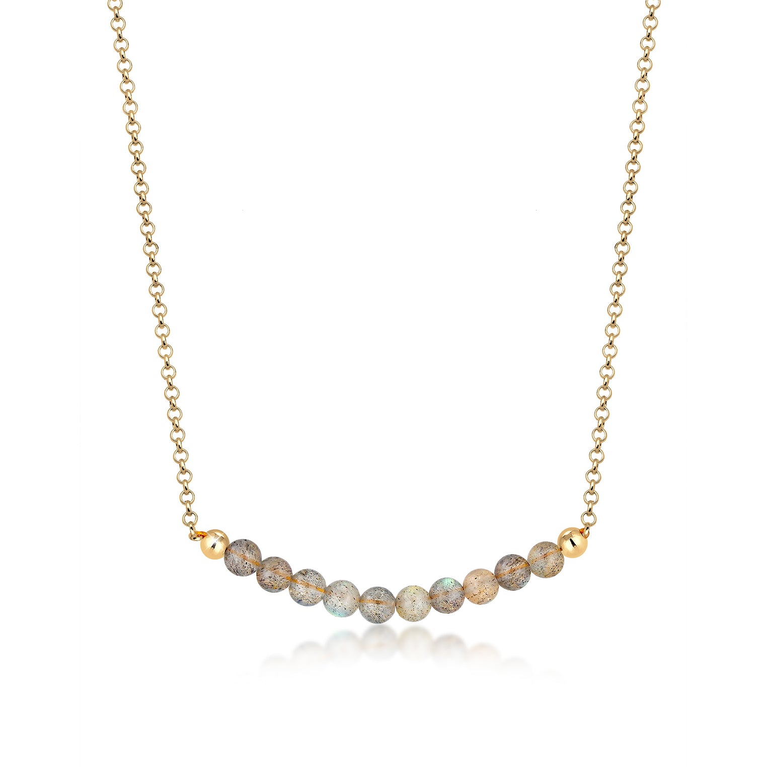 Gold - Elli | Halskette | Labradorit ( Grau ) | 925 Sterling Silber vergoldet