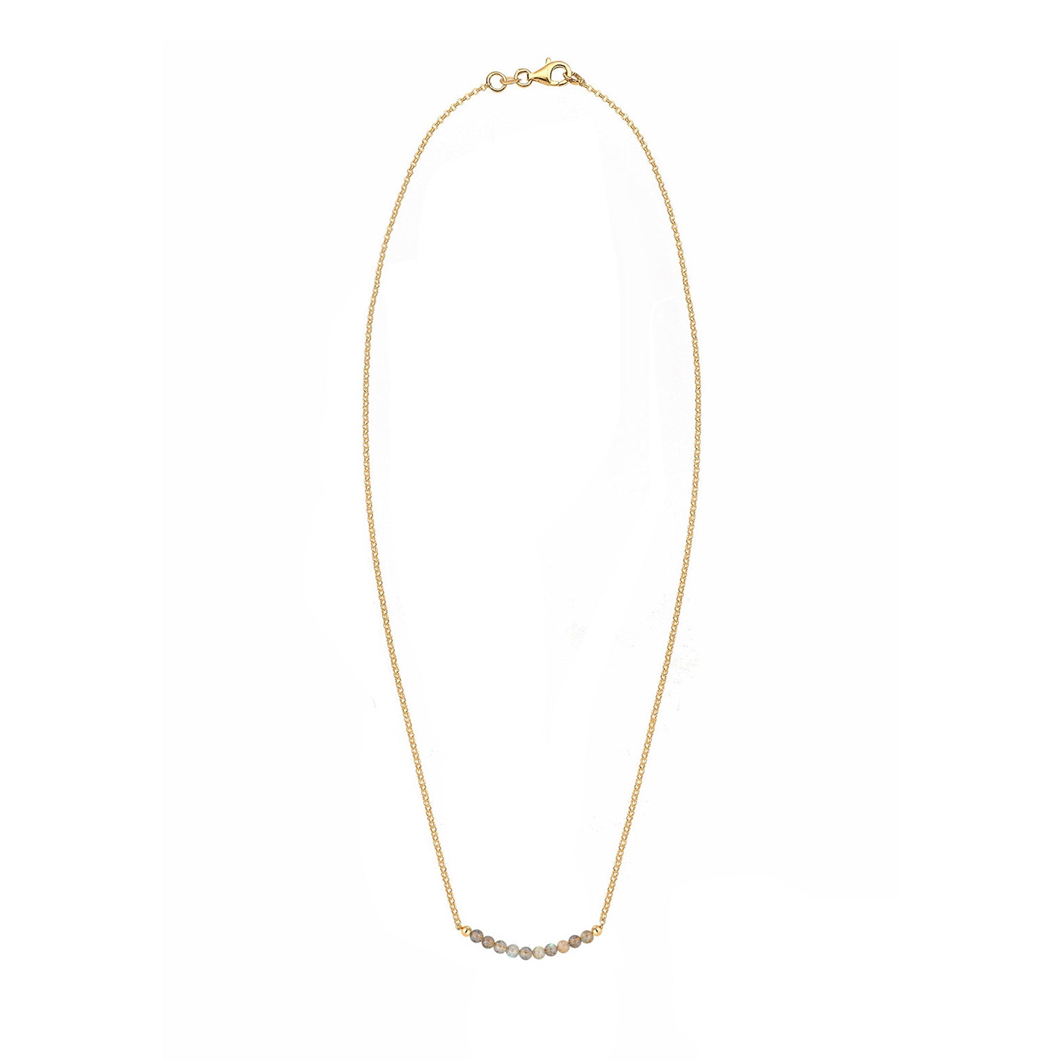 Gold - Elli | Halskette | Labradorit ( Grau ) | 925 Sterling Silber vergoldet