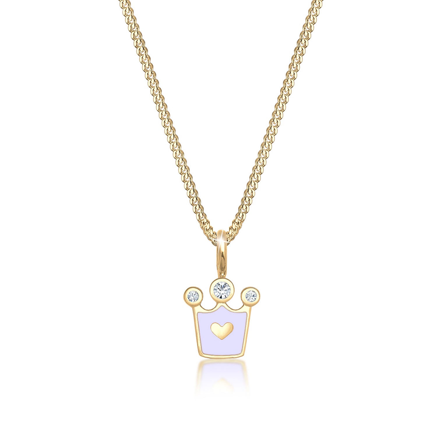 Gold - Elli | Halskette Krone | Mit Kristallen von Swarovski® (Weiß) | 925 Sterling Silber vergoldet