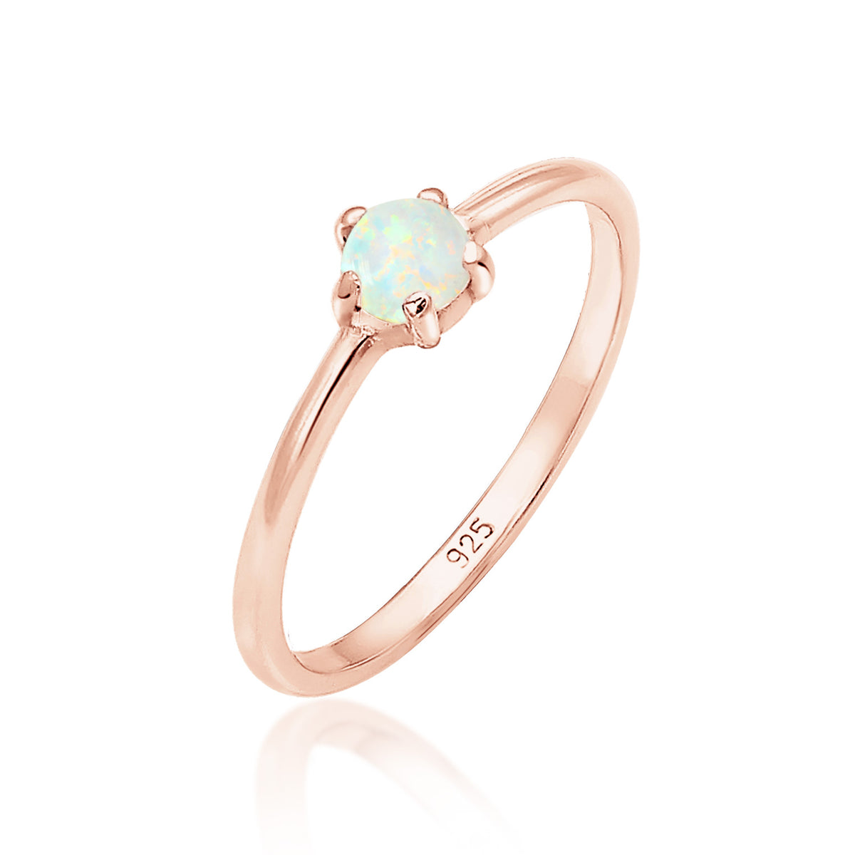 Roségold - Elli | Ring | Opal ( Weiß ) | 925 Sterling Silber Rosegold