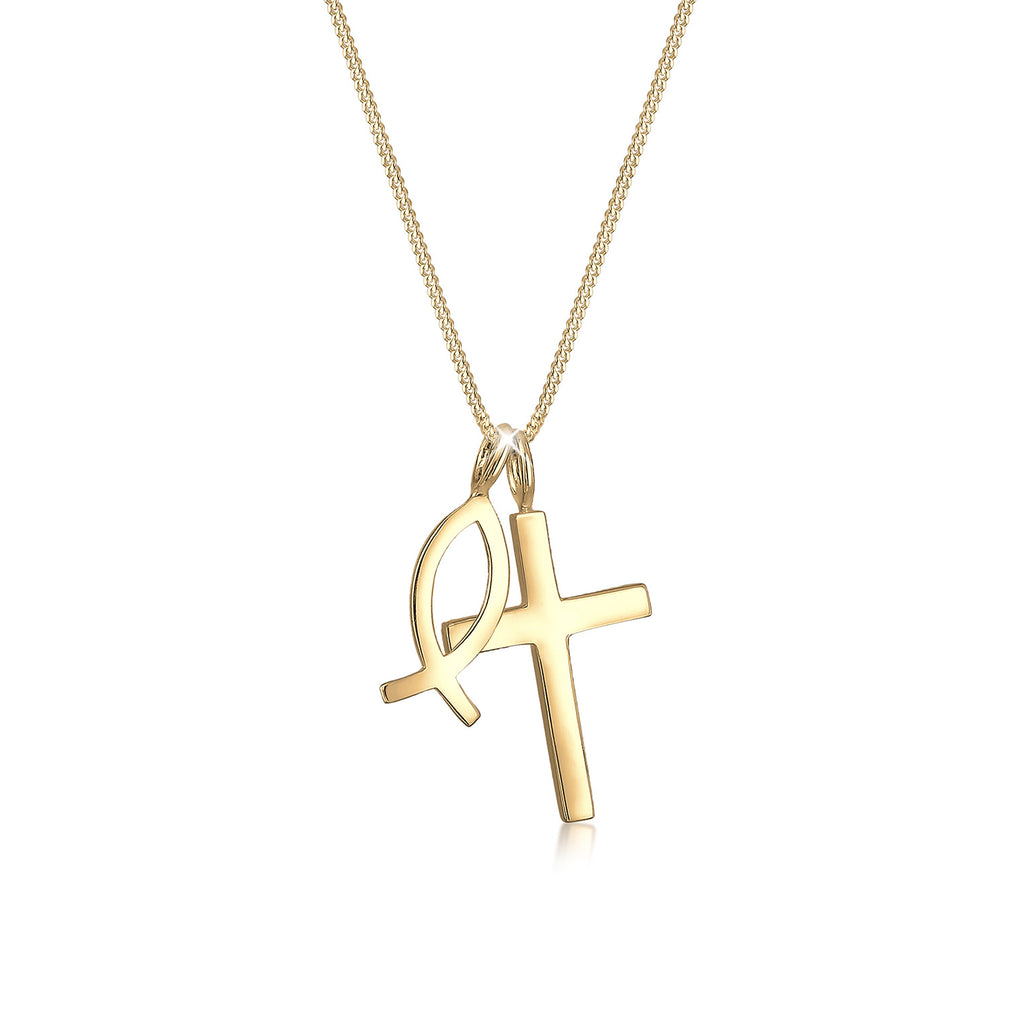 Gold - Elli | Halskette Fisch | 925 Sterling Silber vergoldet