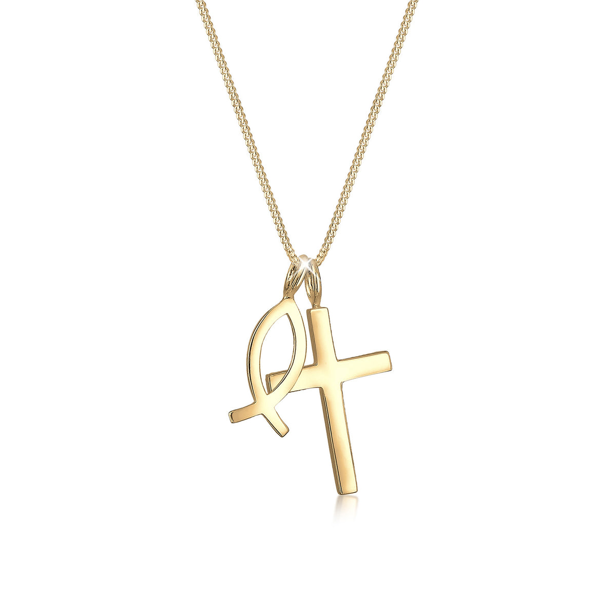 Gold - Elli | Halskette Fisch | 925 Sterling Silber vergoldet