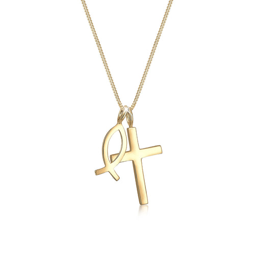 Gold - Elli | Halskette Fisch | 925 Sterling Silber vergoldet