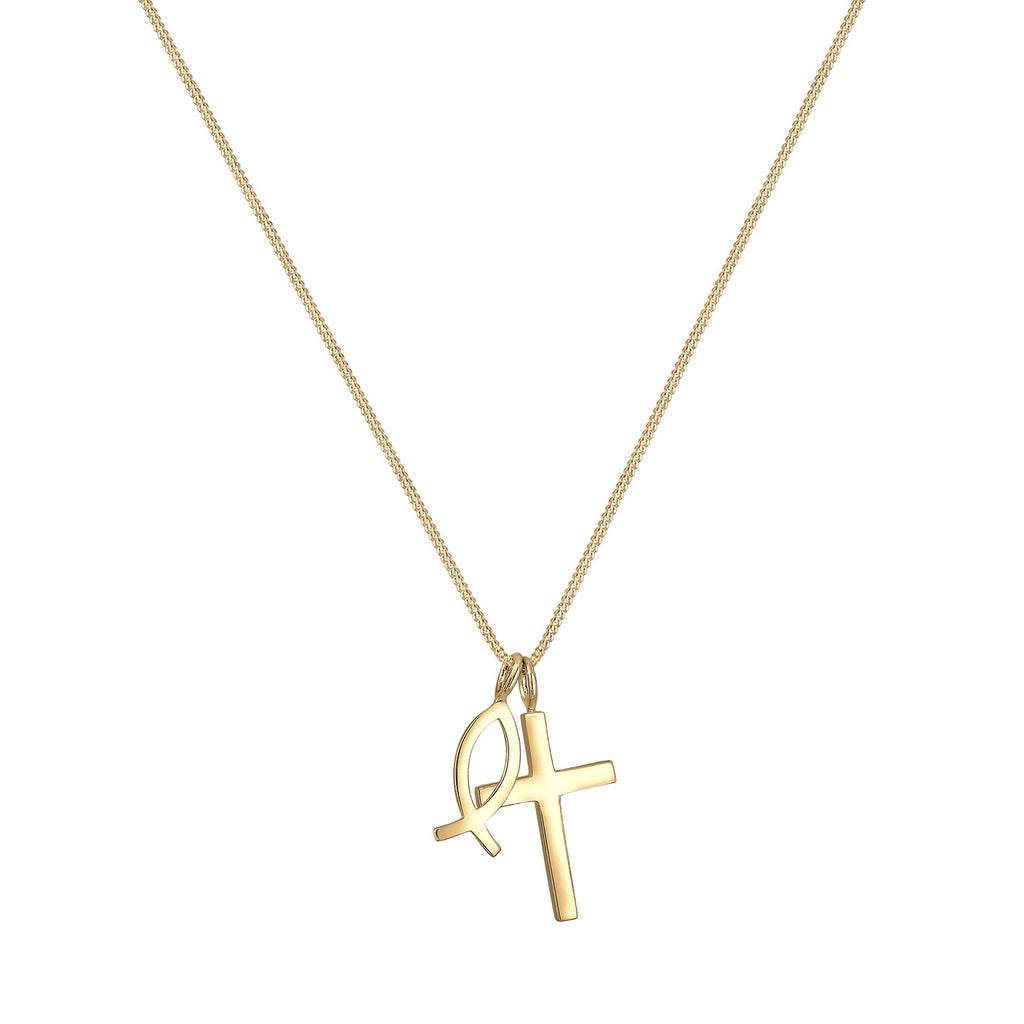 Gold - Elli | Halskette Fisch | 925 Sterling Silber vergoldet