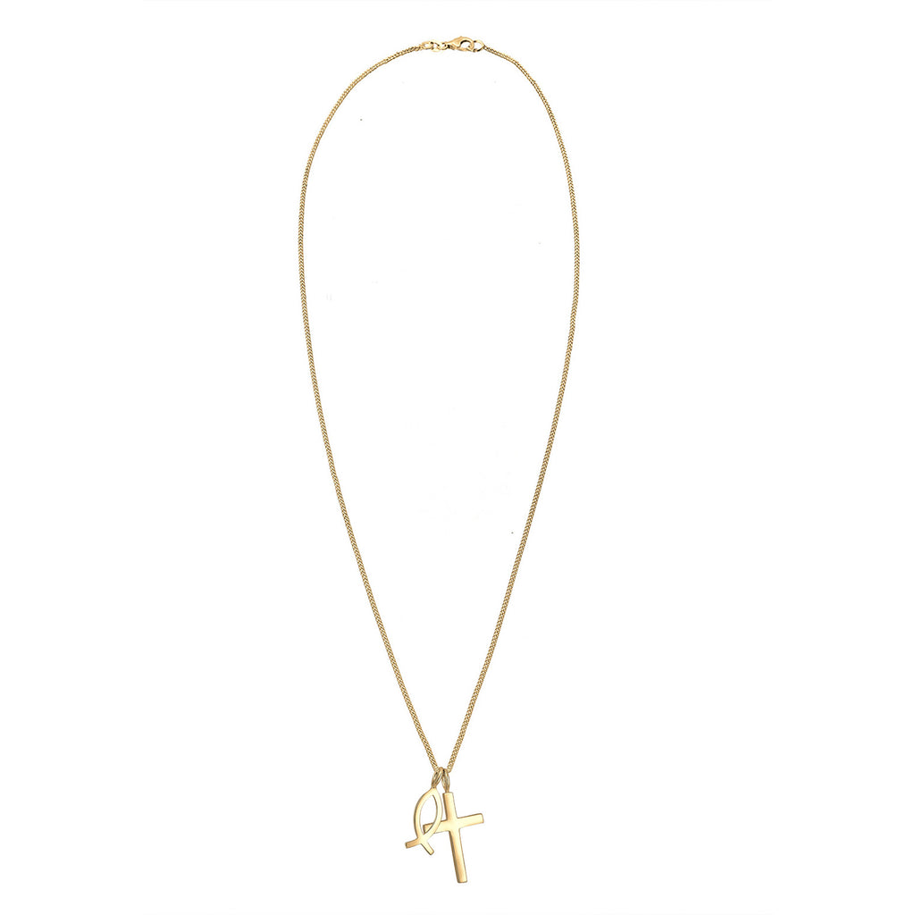 Gold - Elli | Halskette Fisch | 925 Sterling Silber vergoldet