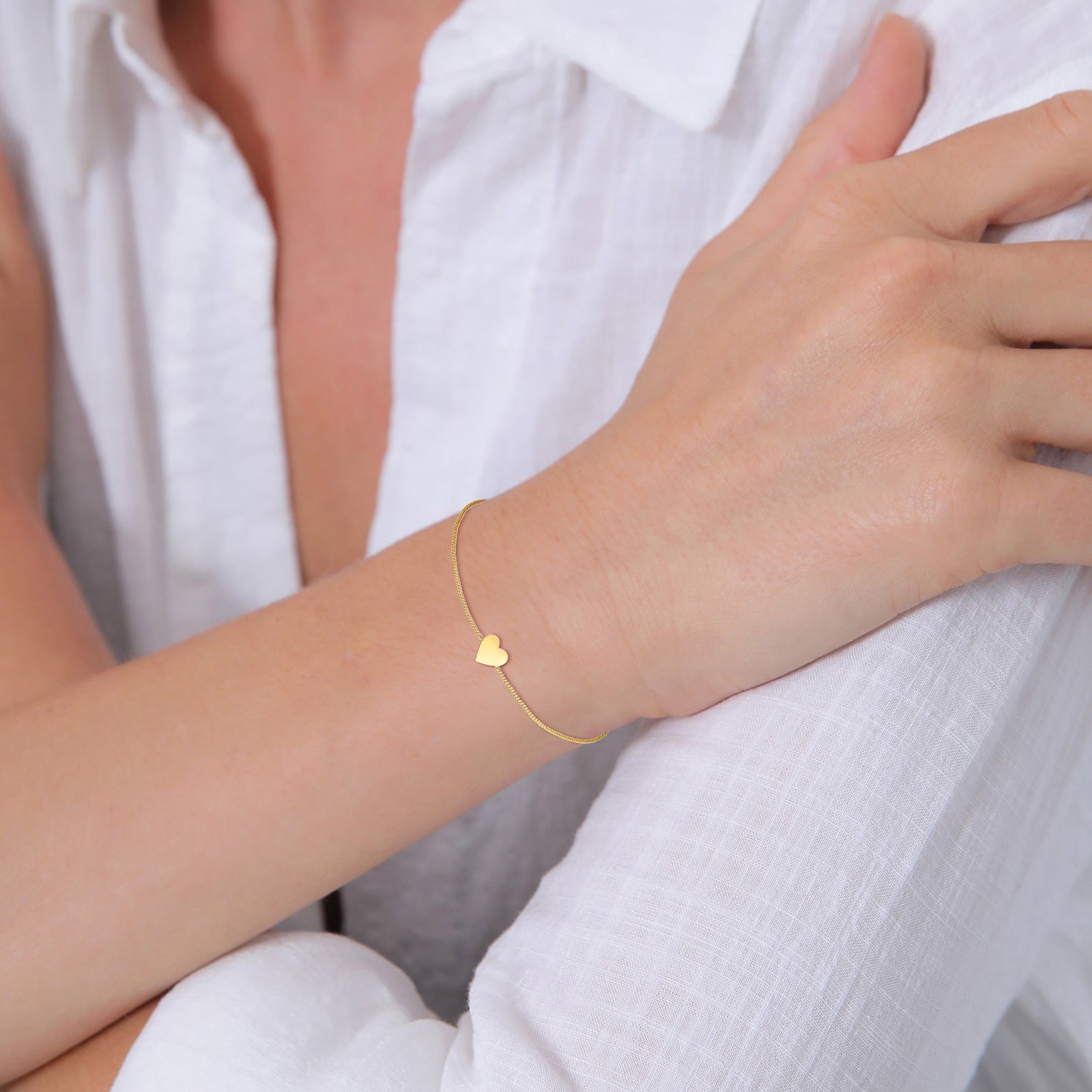 Gold - Elli PREMIUM | Armband Herz Filigran | 375 Gelbgold