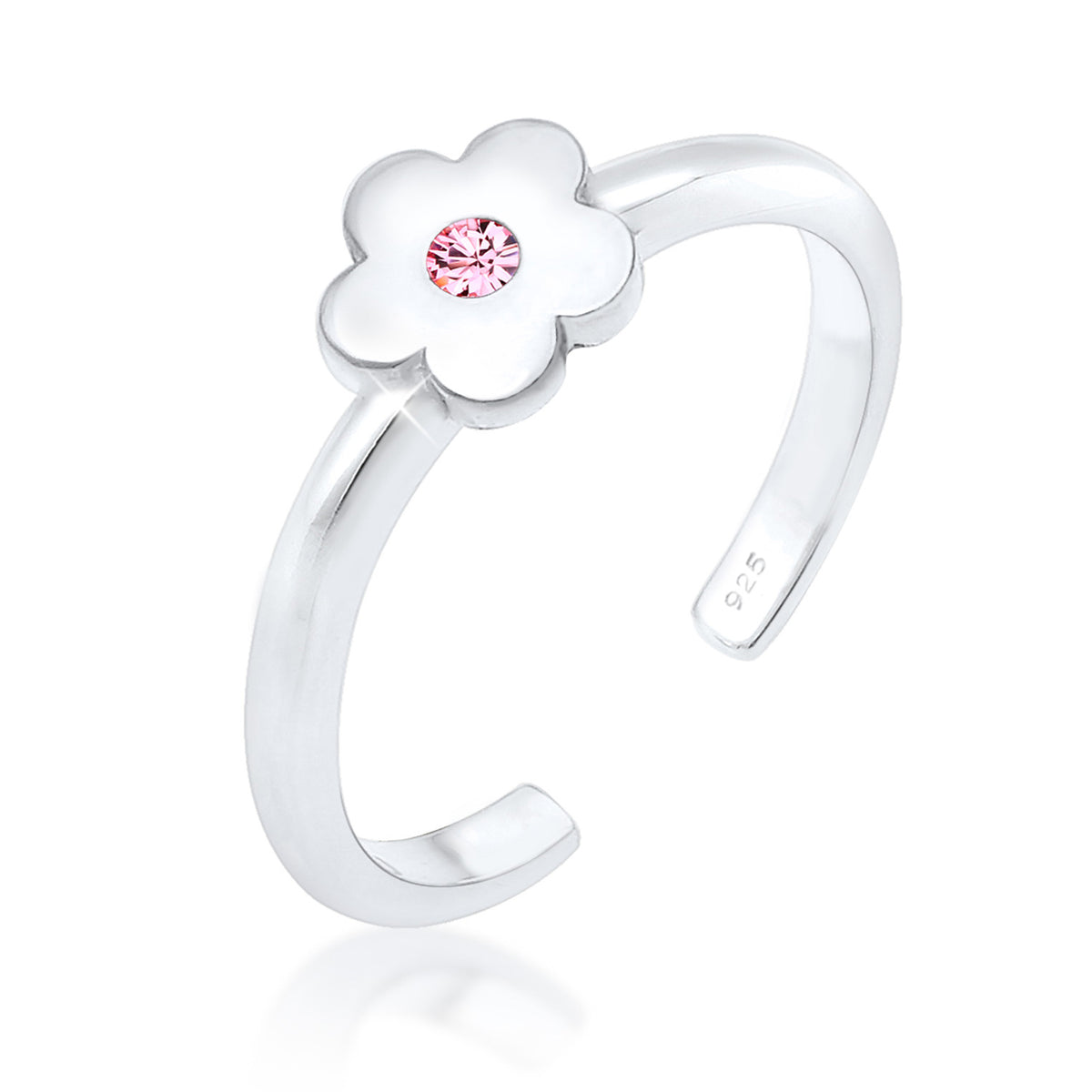 Silber - Elli | Ring Blume | Kristall ( Rosa ) | 925er Sterling Silber