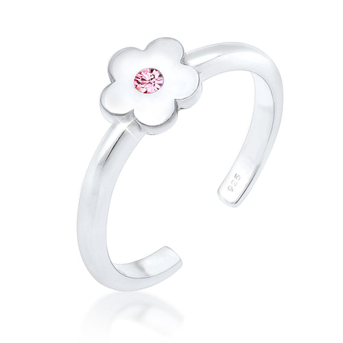 Silber - Elli | Ring Blume | Kristall ( Rosa ) | 925er Sterling Silber