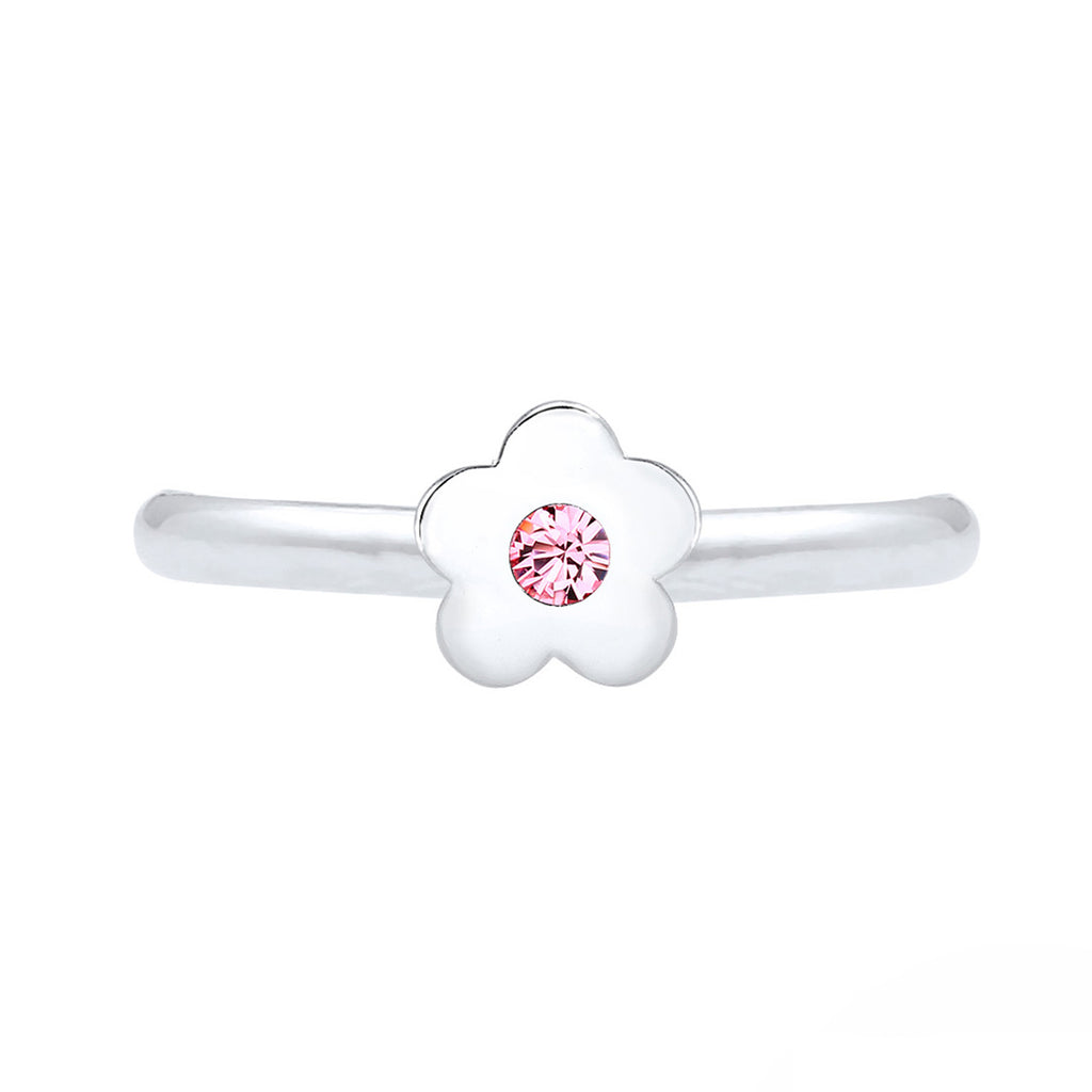 Silber - Elli | Ring Blume | Kristall ( Rosa ) | 925er Sterling Silber