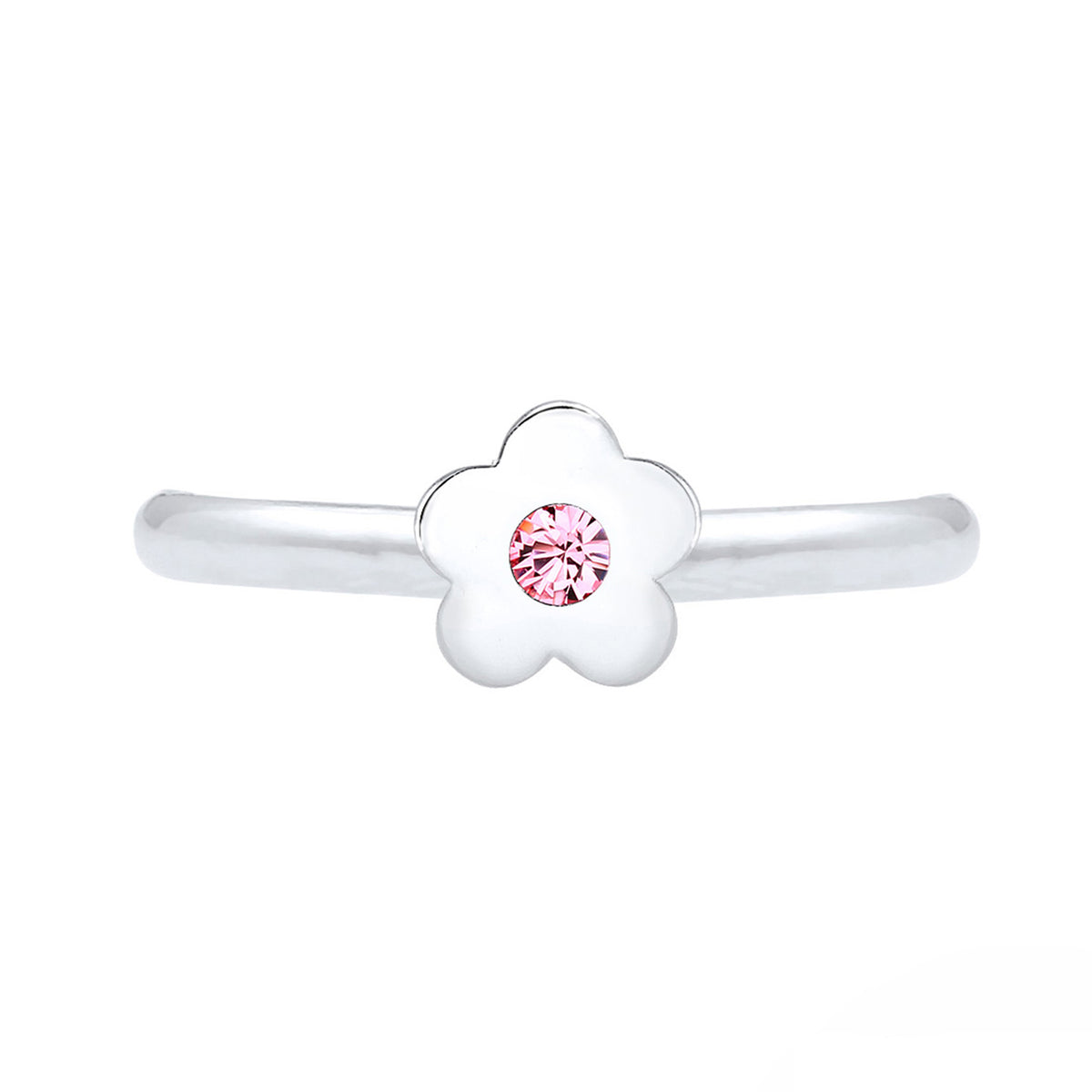 Silber - Elli | Ring Blume | Kristall ( Rosa ) | 925er Sterling Silber