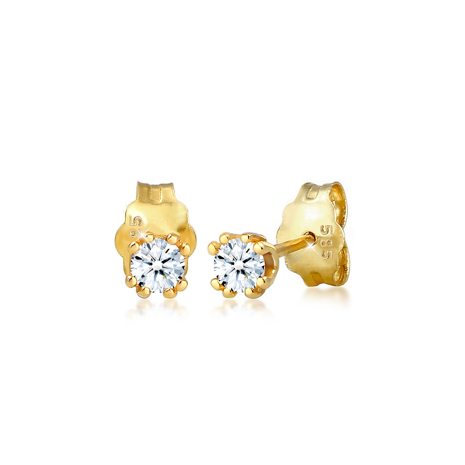 Gold - Elli DIAMONDS | Solitär-Ohrring | Diamant ( Weiß, 0,06 ct ) | 585 Gelbgold