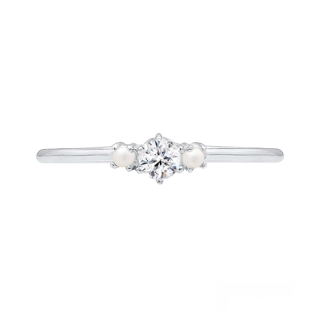 Silber - Elli | Ring | Perle, Kristall ( Weiß ) | 925er Sterling Silber