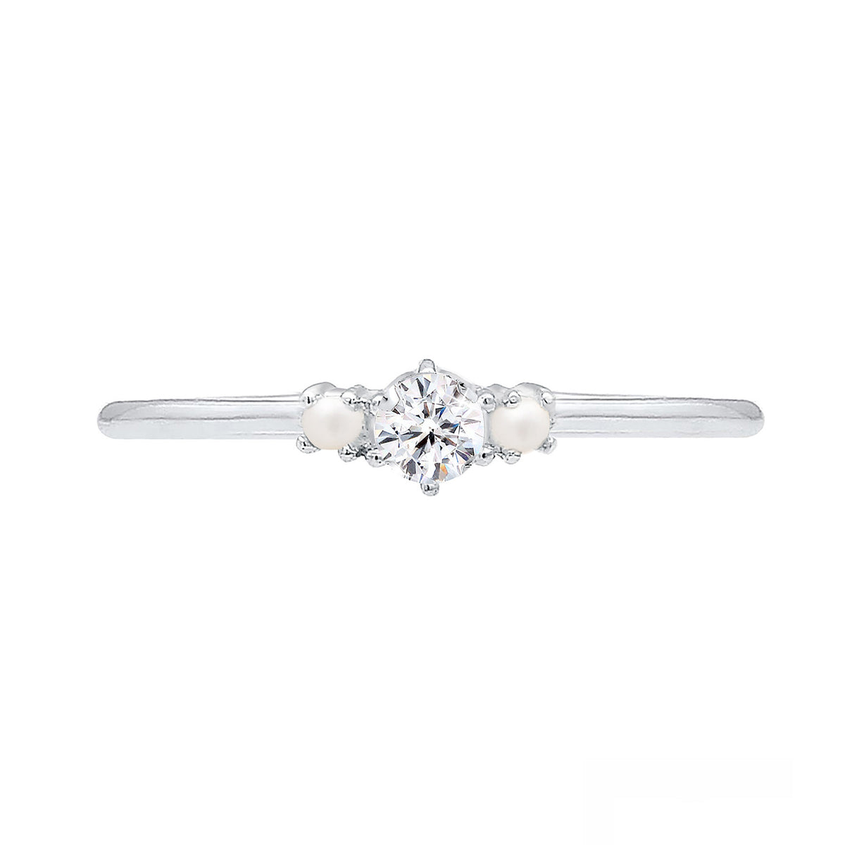 Silber - Elli | Ring | Perle, Kristall ( Weiß ) | 925er Sterling Silber