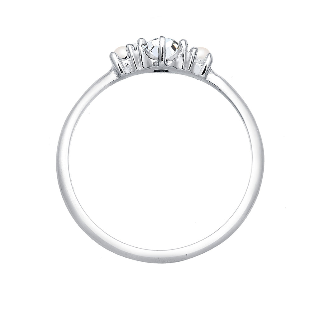 Silber - Elli | Ring | Perle, Kristall ( Weiß ) | 925er Sterling Silber