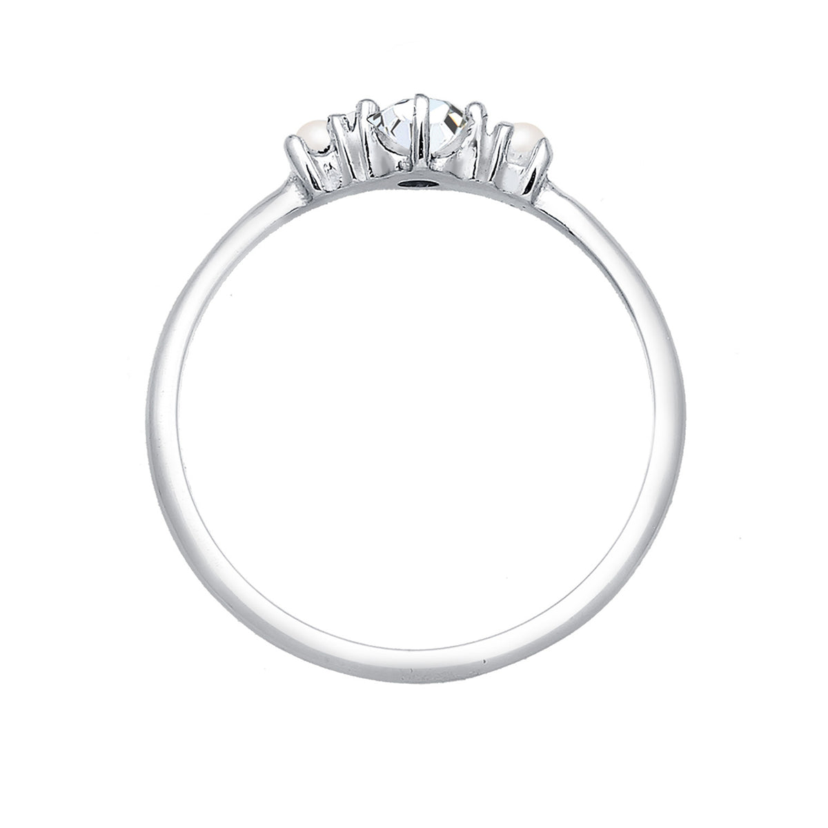 Silber - Elli | Ring | Perle, Kristall ( Weiß ) | 925er Sterling Silber