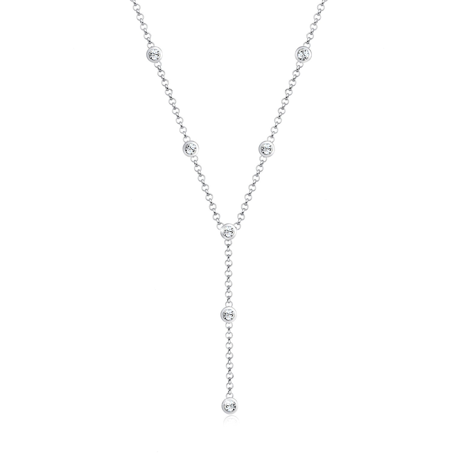 Silber - Elli | Y-Halskette | Kristall ( Weiß ) | 925er Sterling Silber