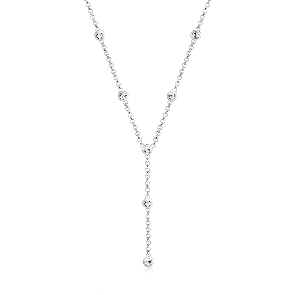 Silber - Elli | Y-Halskette | Mit Kristallen von Swarovski® (Weiß) | 925er Sterling Silber