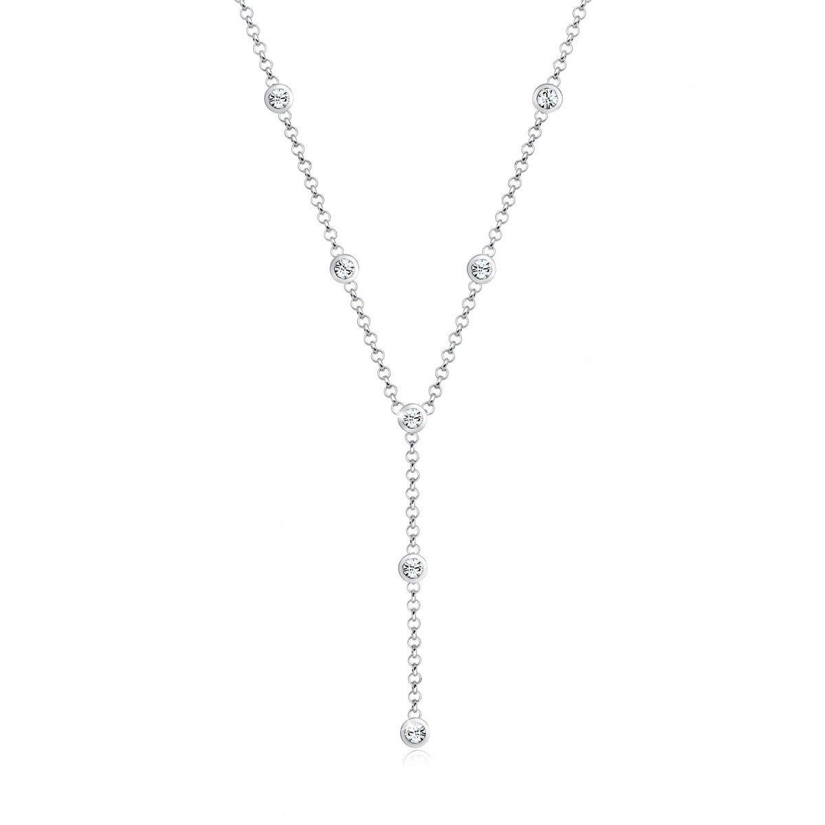 Silber - Elli | Y-Halskette | Mit Kristallen von Swarovski® (Weiß) | 925er Sterling Silber