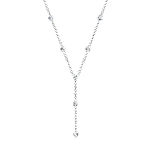 Silber - Elli | Y-Halskette | Mit Kristallen von Swarovski® (Weiß) | 925er Sterling Silber