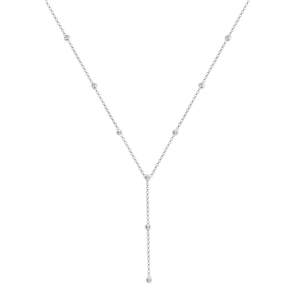 Silber - Elli | Y-Halskette | Mit Kristallen von Swarovski® (Weiß) | 925er Sterling Silber