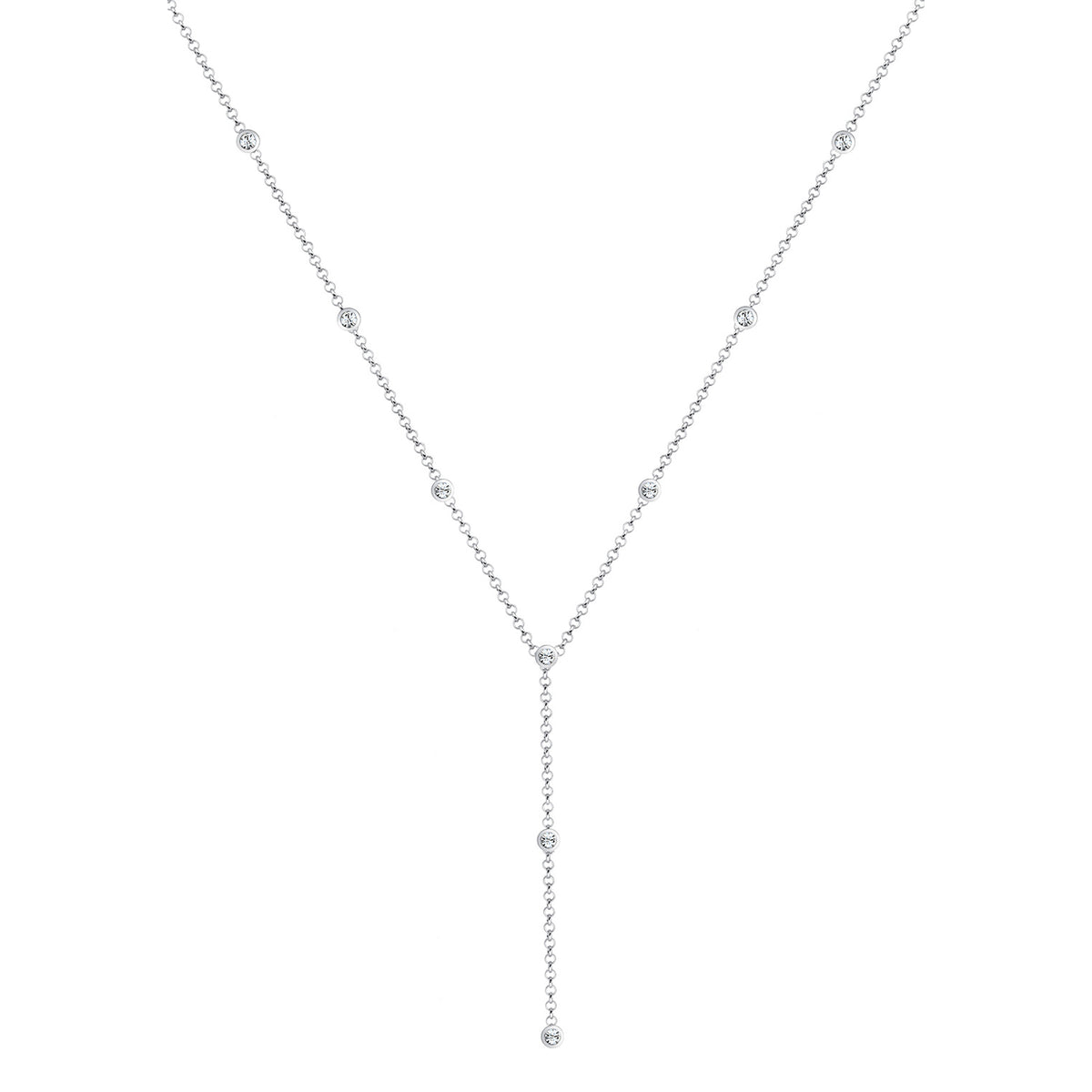 Silber - Elli | Y-Halskette | Mit Kristallen von Swarovski® (Weiß) | 925er Sterling Silber