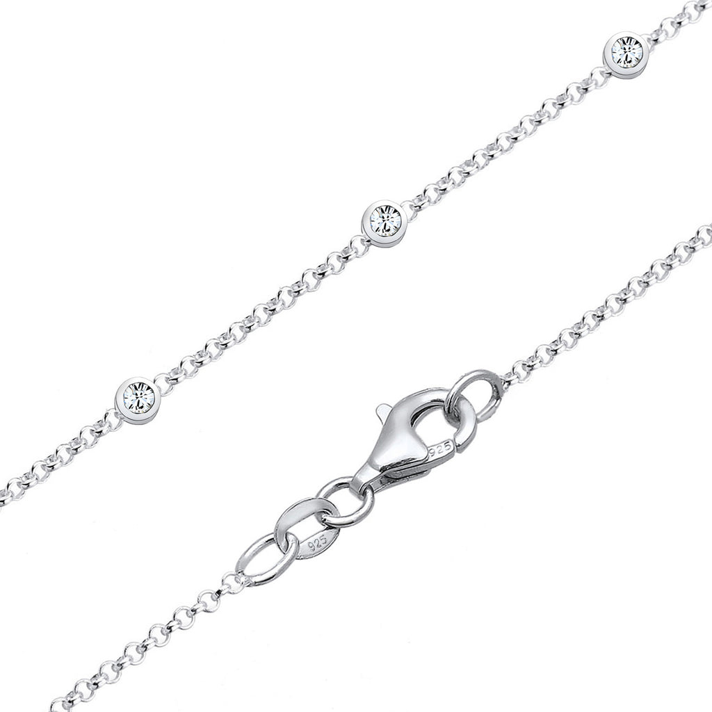 Silber - Elli | Y-Halskette | Mit Kristallen von Swarovski® (Weiß) | 925er Sterling Silber